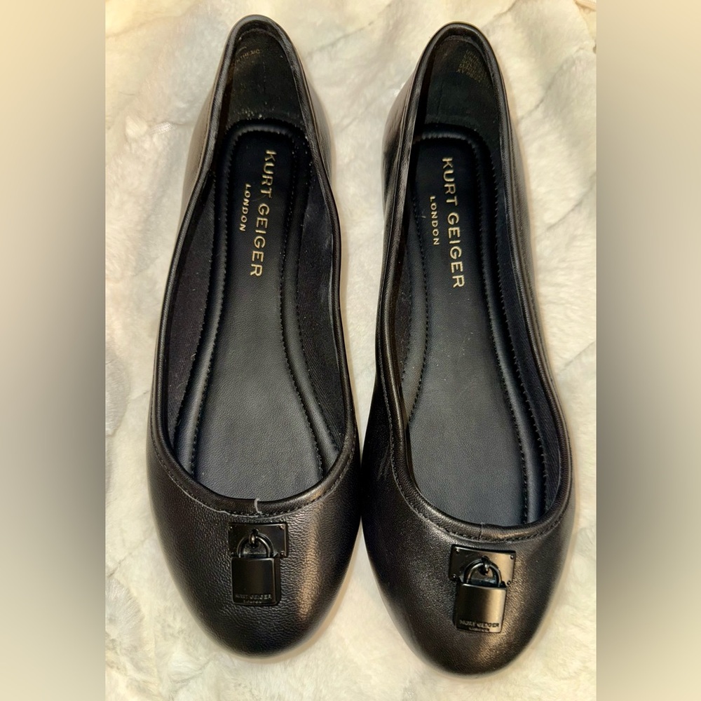 Kurt Geiger Black Leather Flats